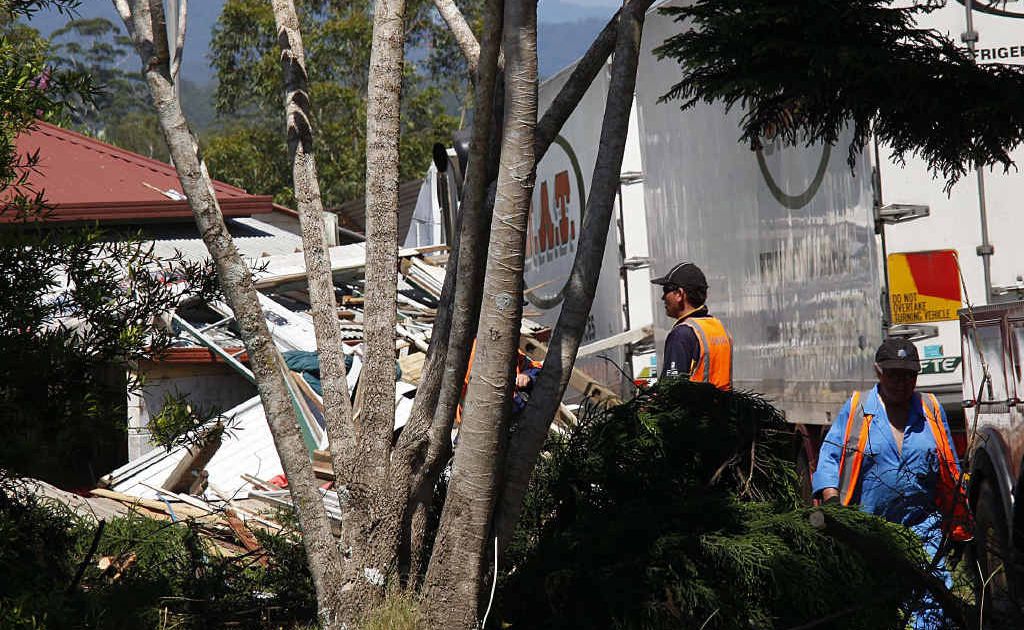 The crash scene at Urunga where a B-double hit a house. The crash scene at Urunga where a B-double hit a house.